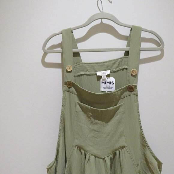 ODDI LOS ANGELES Everlee Apron Pinafore Tiered Maxi Dress in Sage Green 2XL NWT - Picture 4 of 15